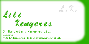 lili kenyeres business card